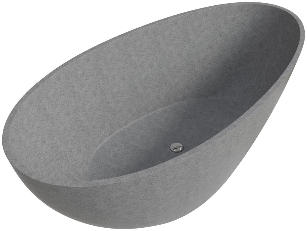 72 Inch Solid Concrete Tear Drop Freestanding Bathtub ALFI Brand (ABCO72TUB)