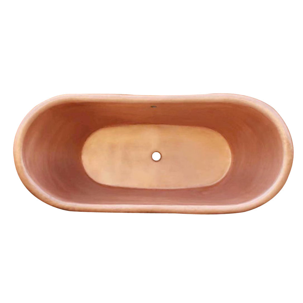Akicon Copper Double-Slipper Roll-Top Bathtub w/Pedestal AKB70010-C