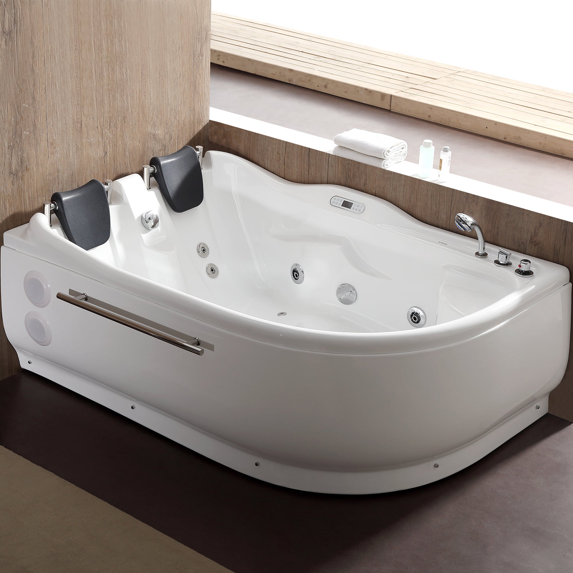 6 ft Right Corner Acrylic White Whirlpool Bathtub for Two EAGO (AM124ETL-R)
