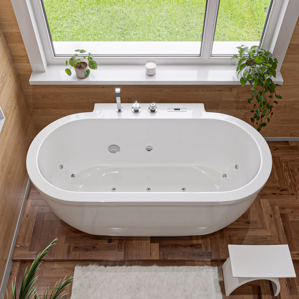 6 ft Acrylic White Whirlpool Bathtub With Fixtures EAGO (AM128ETL)