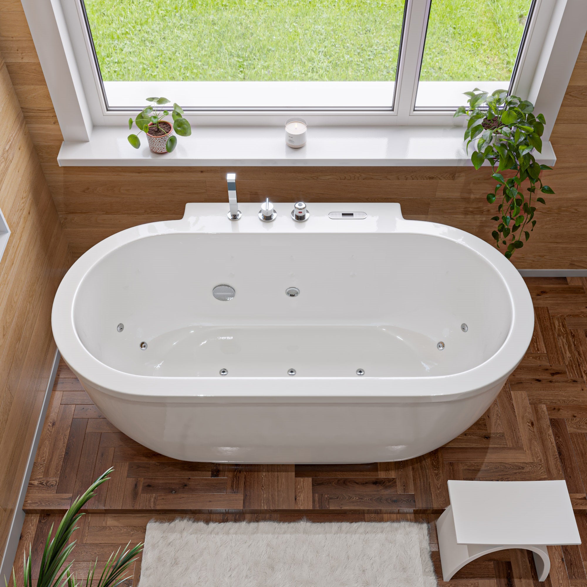 6 ft Acrylic White Whirlpool Bathtub With Fixtures EAGO (AM128ETL)