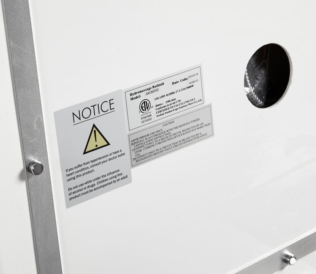 6 ft Acrylic White Whirlpool Bathtub With Fixtures EAGO (AM128ETL)