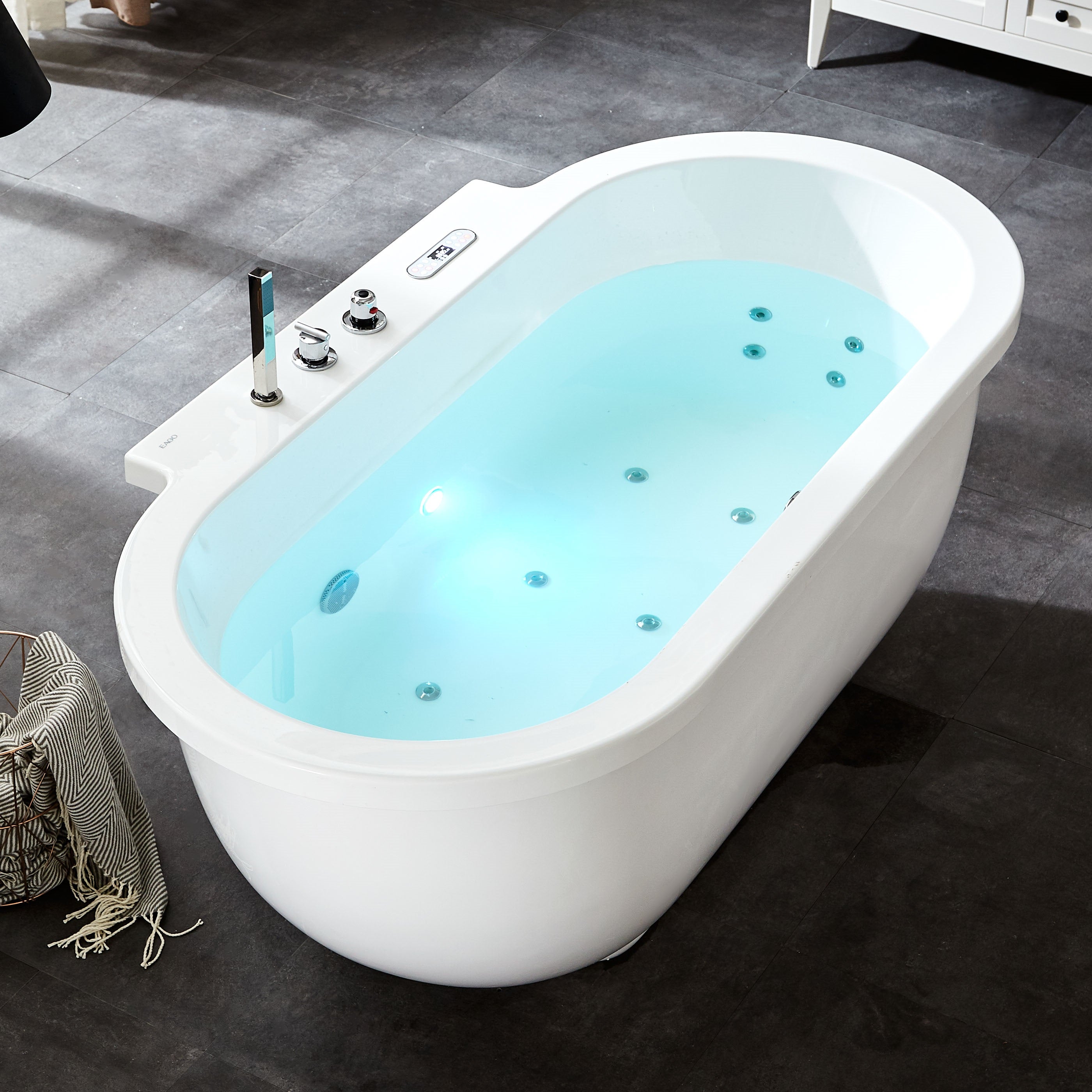 6 ft Acrylic White Whirlpool Bathtub With Fixtures EAGO (AM128ETL)