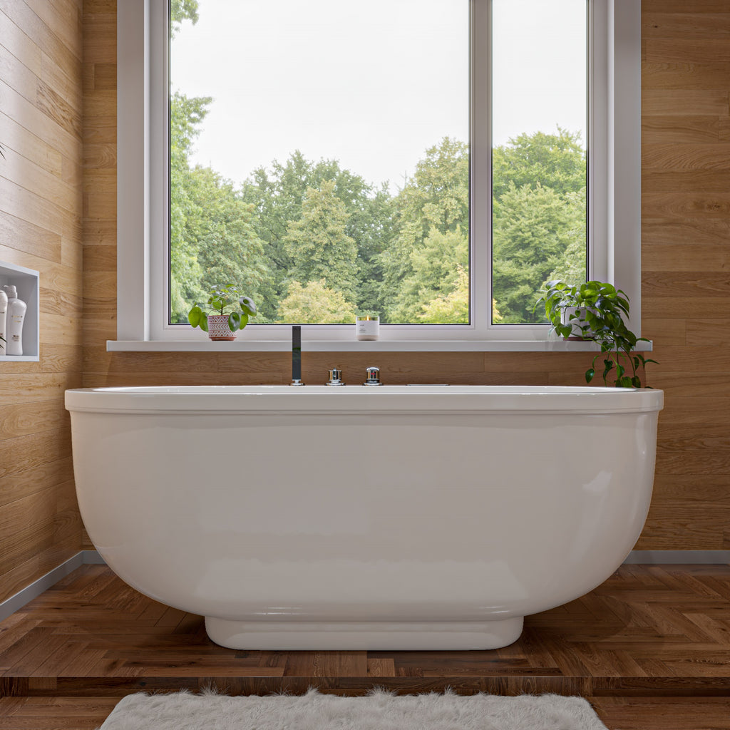 6 ft Acrylic White Whirlpool Bathtub With Fixtures EAGO (AM128ETL)