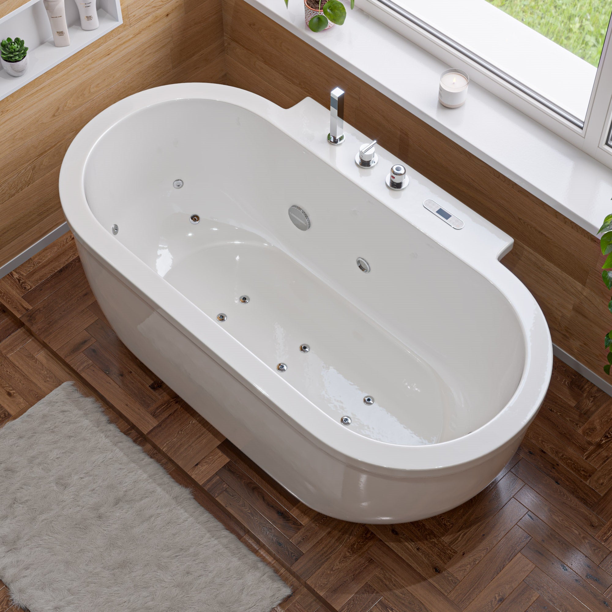 6 ft Acrylic White Whirlpool Bathtub With Fixtures EAGO (AM128ETL)