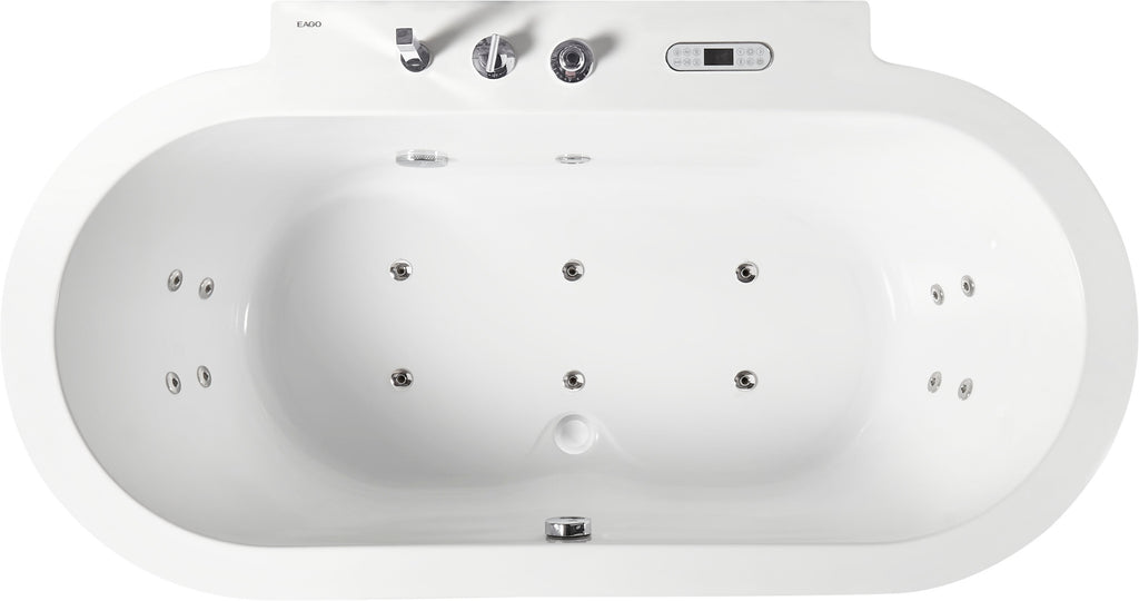 6 ft Acrylic White Whirlpool Bathtub With Fixtures EAGO (AM128ETL)
