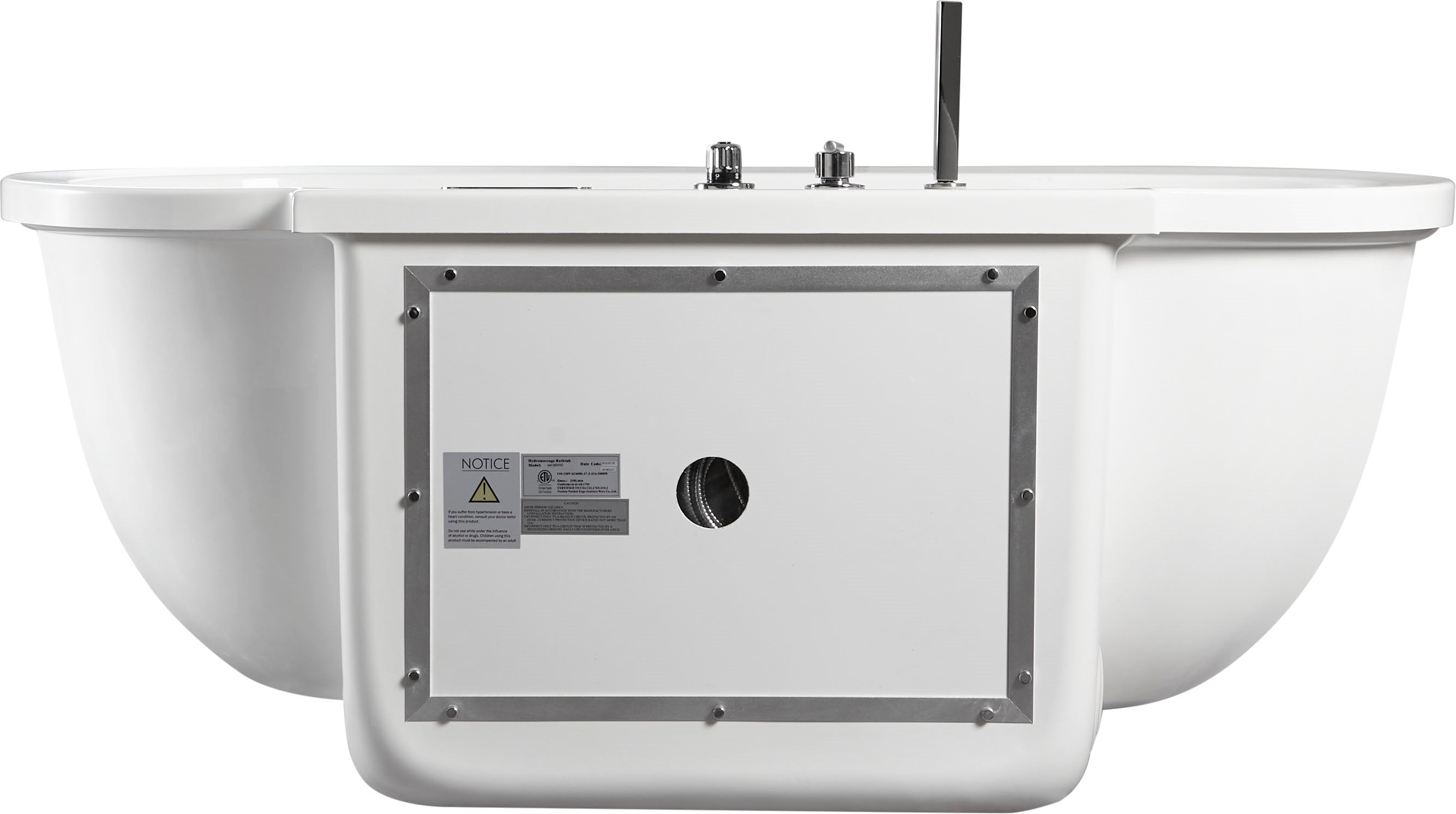 6 ft Acrylic White Whirlpool Bathtub With Fixtures EAGO (AM128ETL)