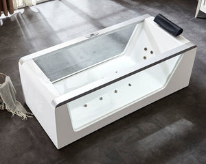 6 ft Clear Rectangular Acrylic Whirlpool Bathtub EAGO (AM152ETL-6)