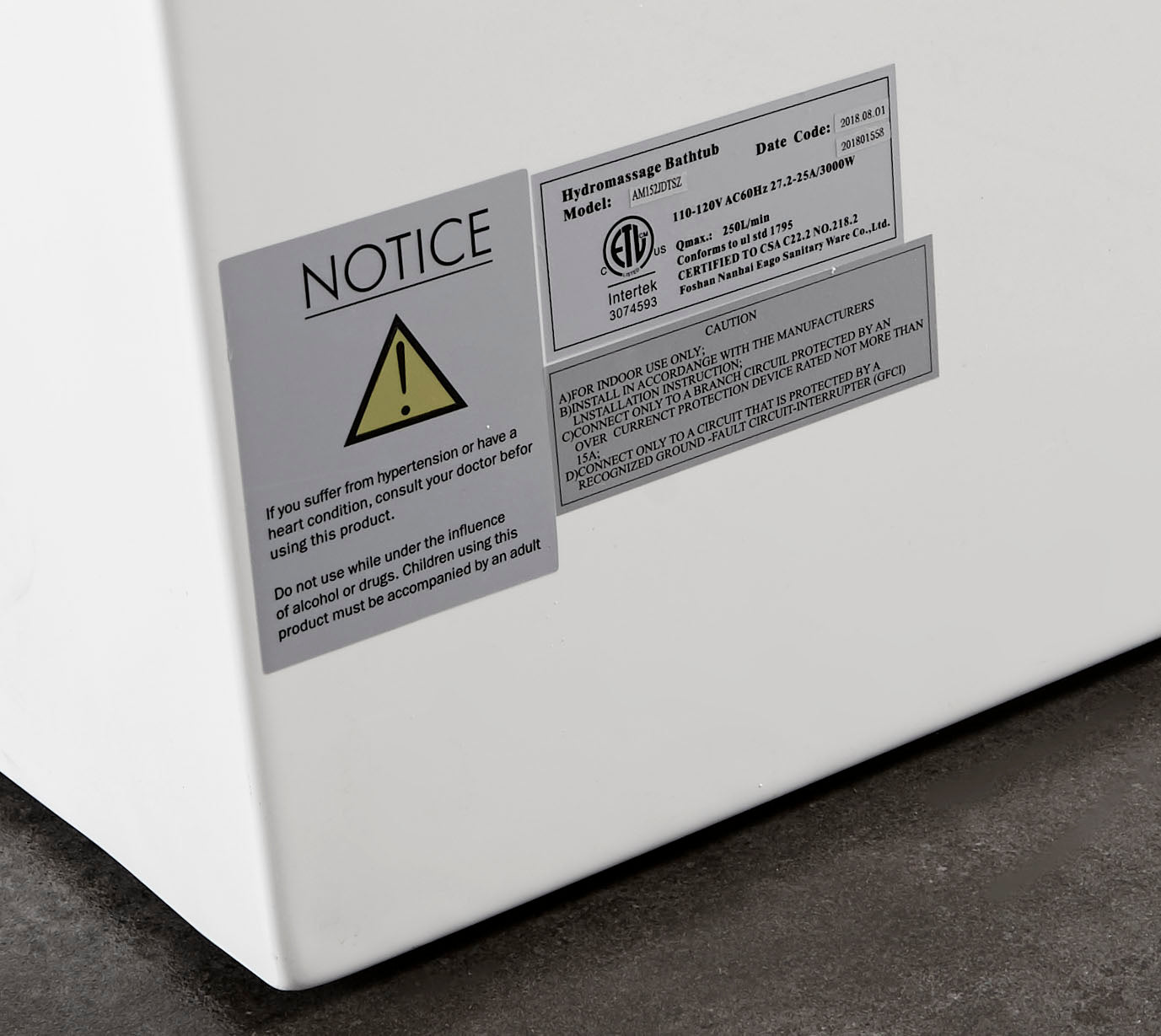 6 ft Clear Rectangular Acrylic Whirlpool Bathtub EAGO (AM152ETL-6)