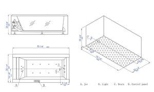 6 ft Clear Rectangular Acrylic Whirlpool Bathtub EAGO (AM152ETL-6)