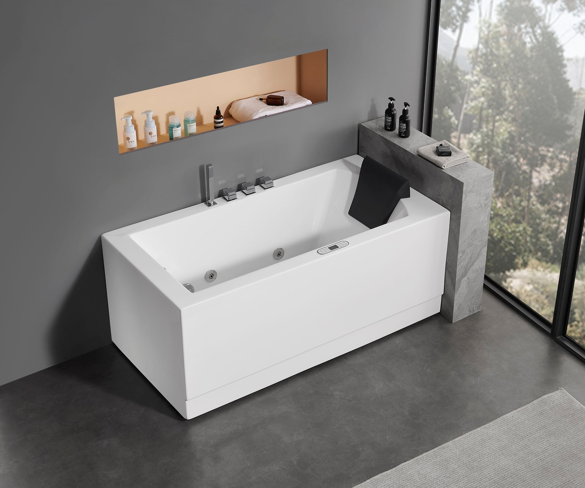 5 ft Acrylic White Rectangular Whirlpool Bathtub with Fixtures EAGO (AM154ETL-L5)
