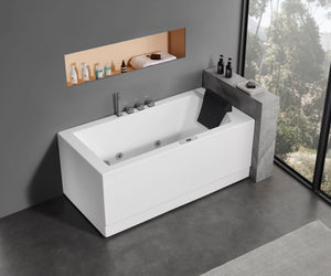 5 ft Acrylic White Rectangular Whirlpool Bathtub with Fixtures EAGO (AM154ETL-L5)