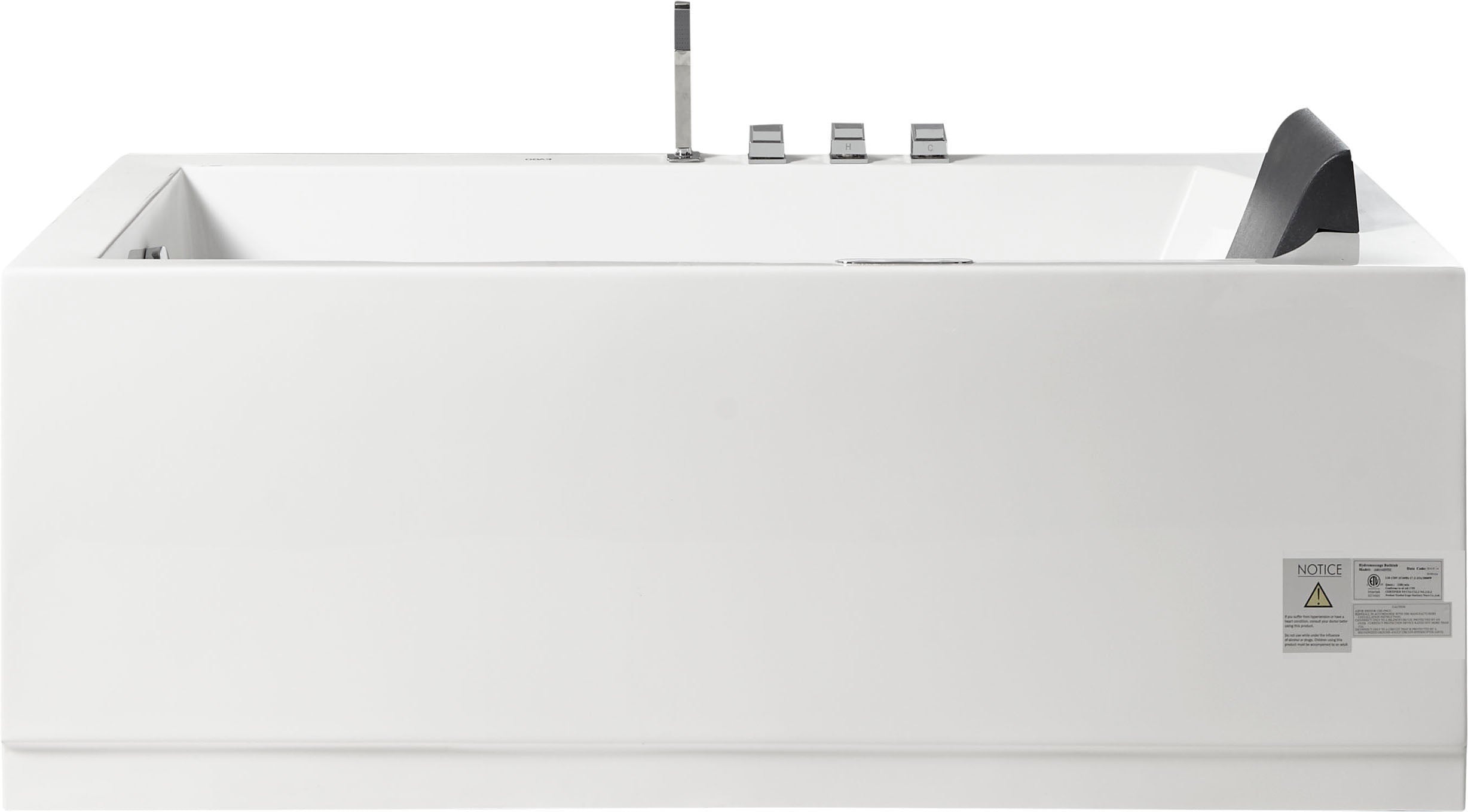 5 ft Acrylic White Rectangular Whirlpool Bathtub with Fixtures EAGO (AM154ETL-L5)