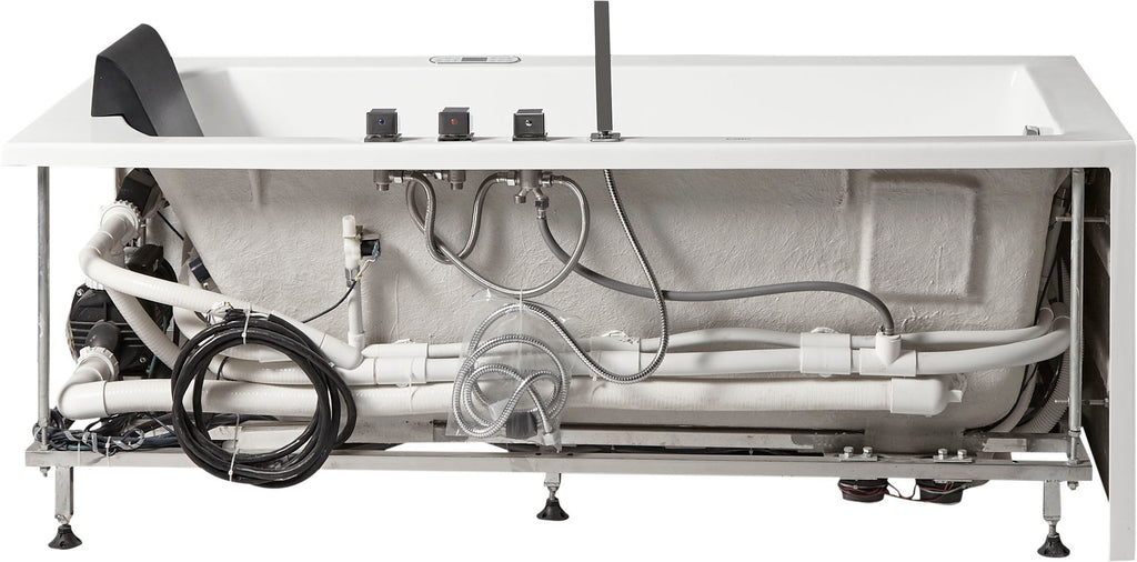 5 ft Acrylic White Rectangular Whirlpool Bathtub with Fixtures EAGO (AM154ETL-L5)
