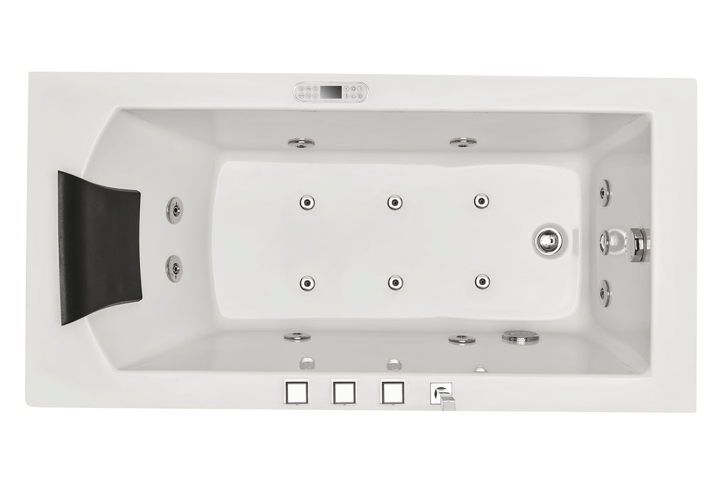 5 ft Acrylic White Rectangular Whirlpool Bathtub with Fixtures EAGO (AM154ETL-L5)