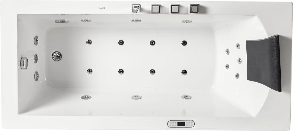 6 ft Acrylic White Rectangular Whirlpool Tub With Fixtures EAGO (AM154ETL-L6)