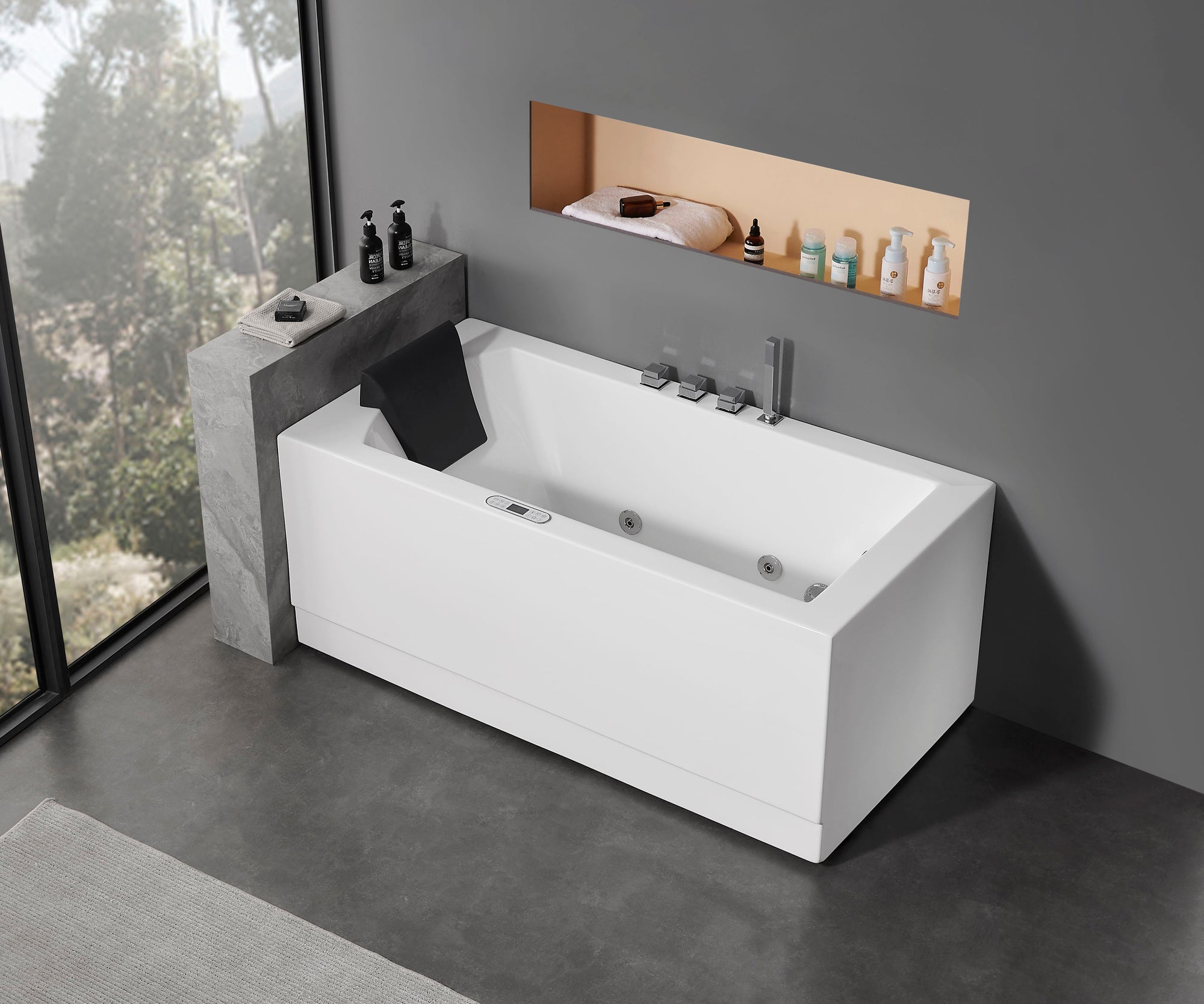 5 ft Acrylic White Rectangular Whirlpool Bathtub with Fixtures EAGO (AM154ETL-R5)