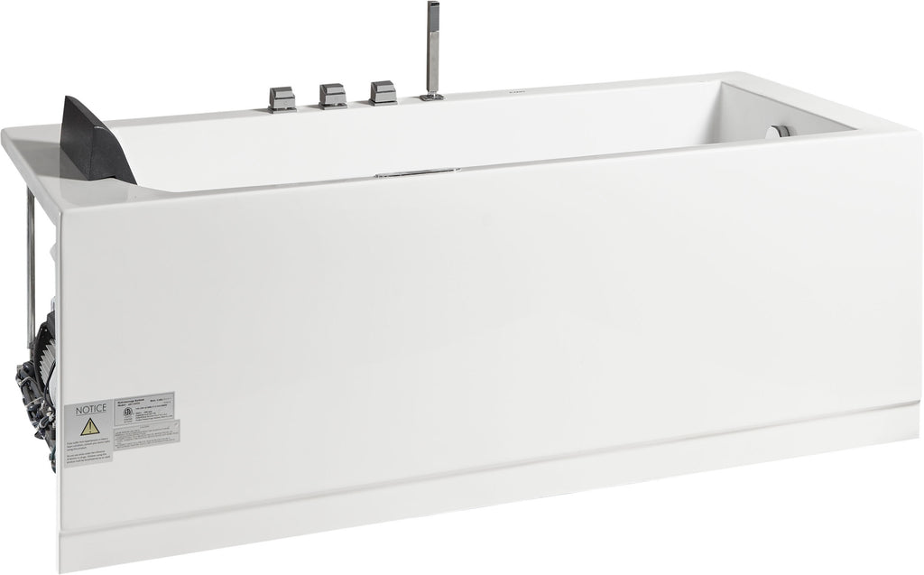 5 ft Acrylic White Rectangular Whirlpool Bathtub with Fixtures EAGO (AM154ETL-R5)