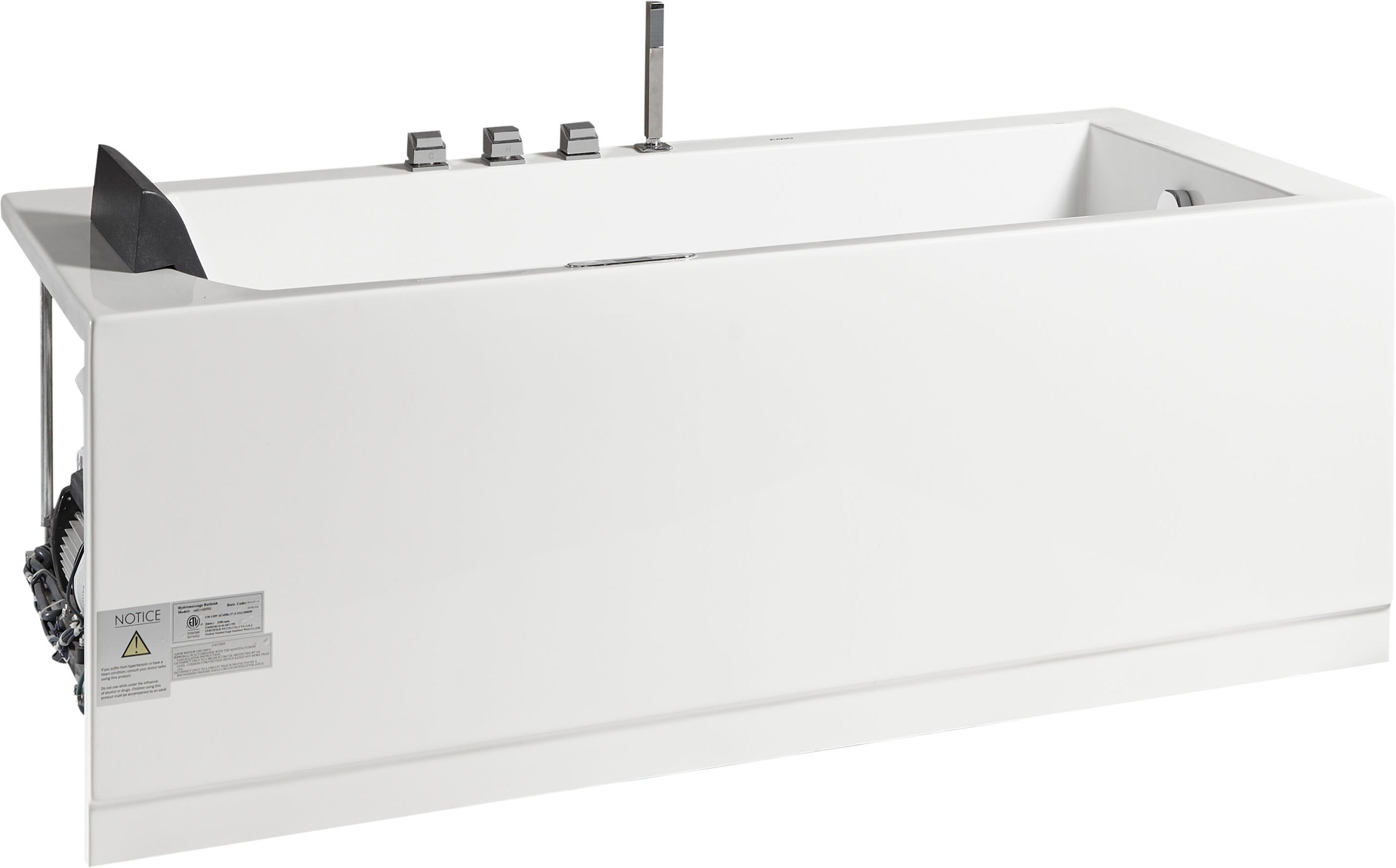 5 ft Acrylic White Rectangular Whirlpool Bathtub with Fixtures EAGO (AM154ETL-R5)
