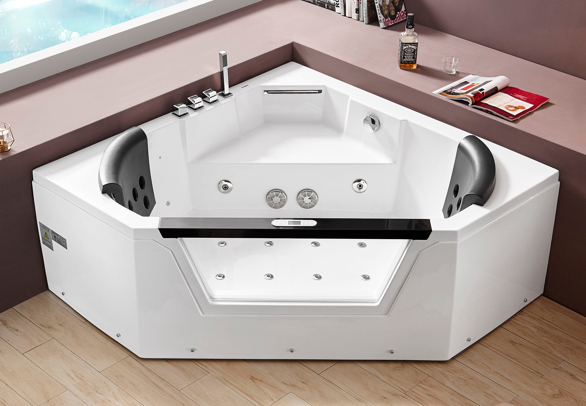 5 ft Clear Corner Acrylic Whirlpool Bathtub for Two EAGO (AM156ETL)