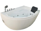 59 Inch Single Person Corner White Acrylic Whirlpool Bath Tub EAGO (AM161-L)