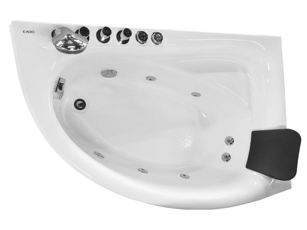 59 Inch Single Person Corner White Acrylic Whirlpool Bath Tub EAGO (AM161-L)