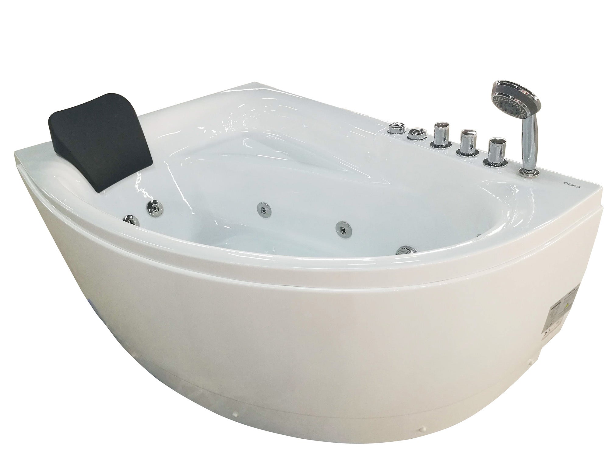 59 Inch Single Person Corner White Acrylic Whirlpool Bath Tub EAGO (AM161-R)