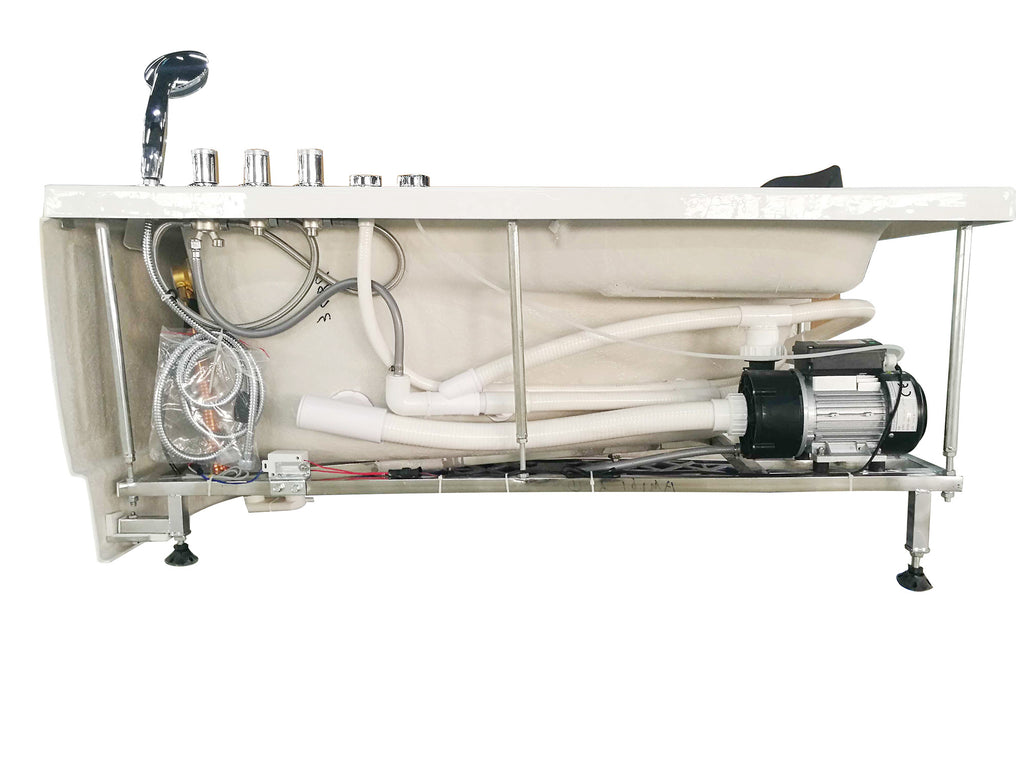 59 Inch Single Person Corner White Acrylic Whirlpool Bath Tub EAGO (AM161-R)
