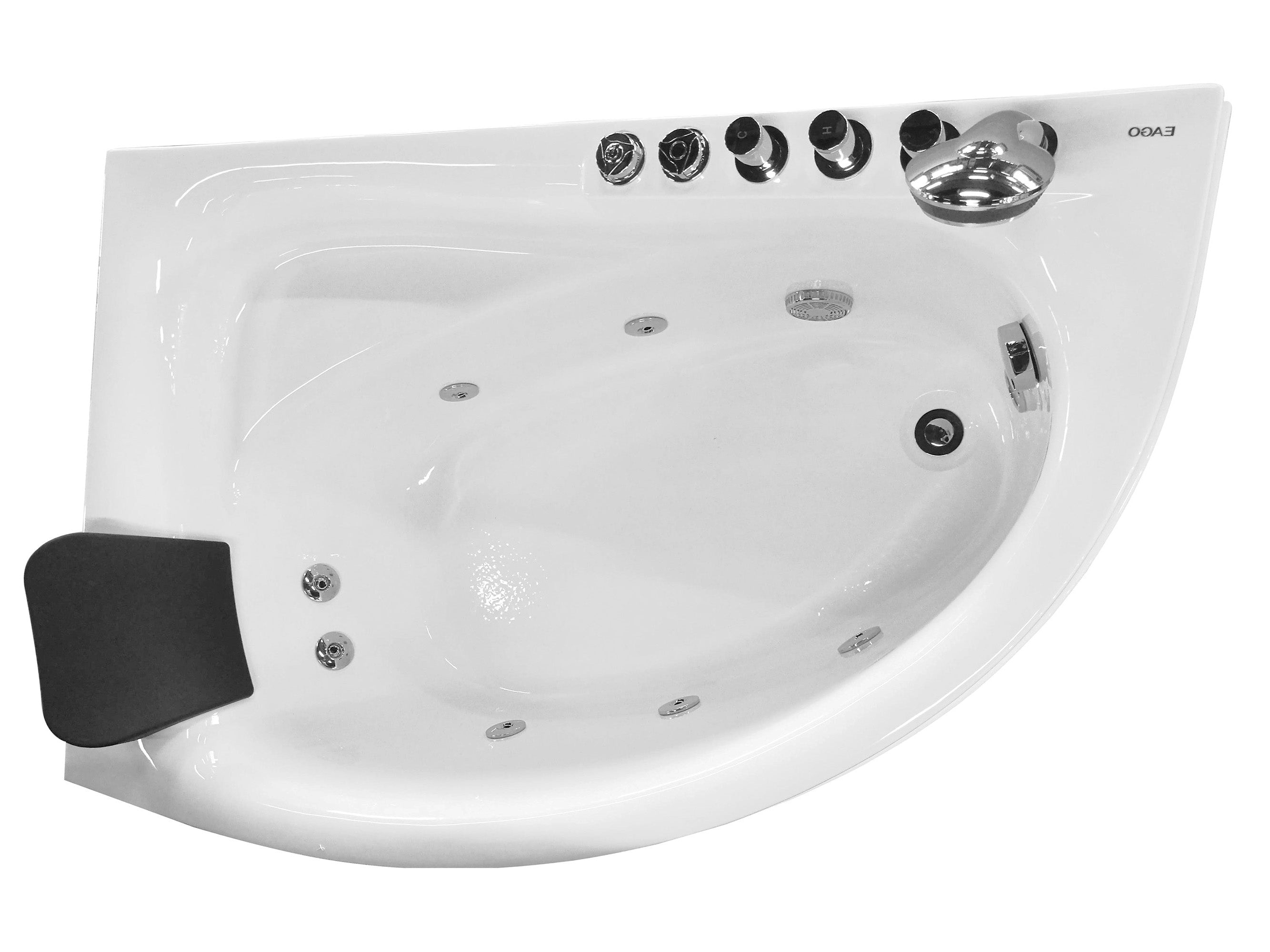 59 Inch Single Person Corner White Acrylic Whirlpool Bath Tub EAGO (AM161-R)