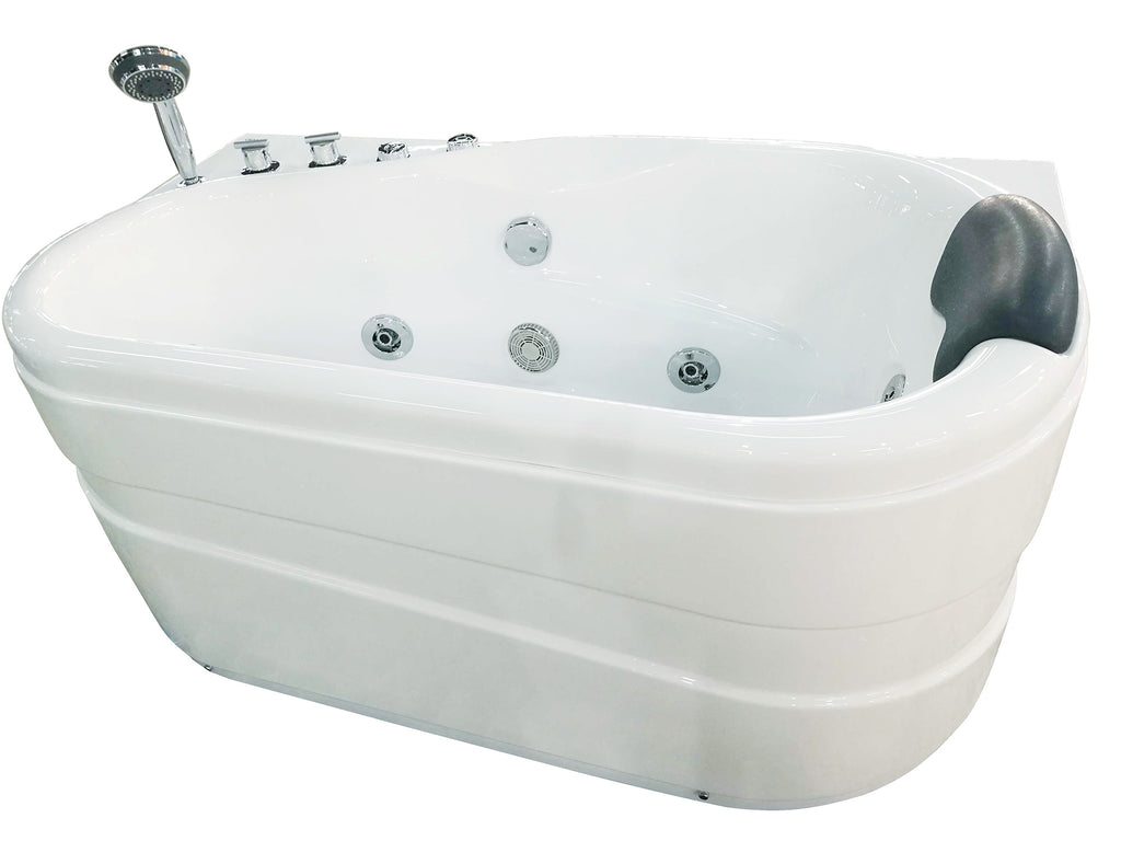 57 Inch White Acrylic Jetted Whirlpool Bathtub With Fixtures EAGO (AM175-L)