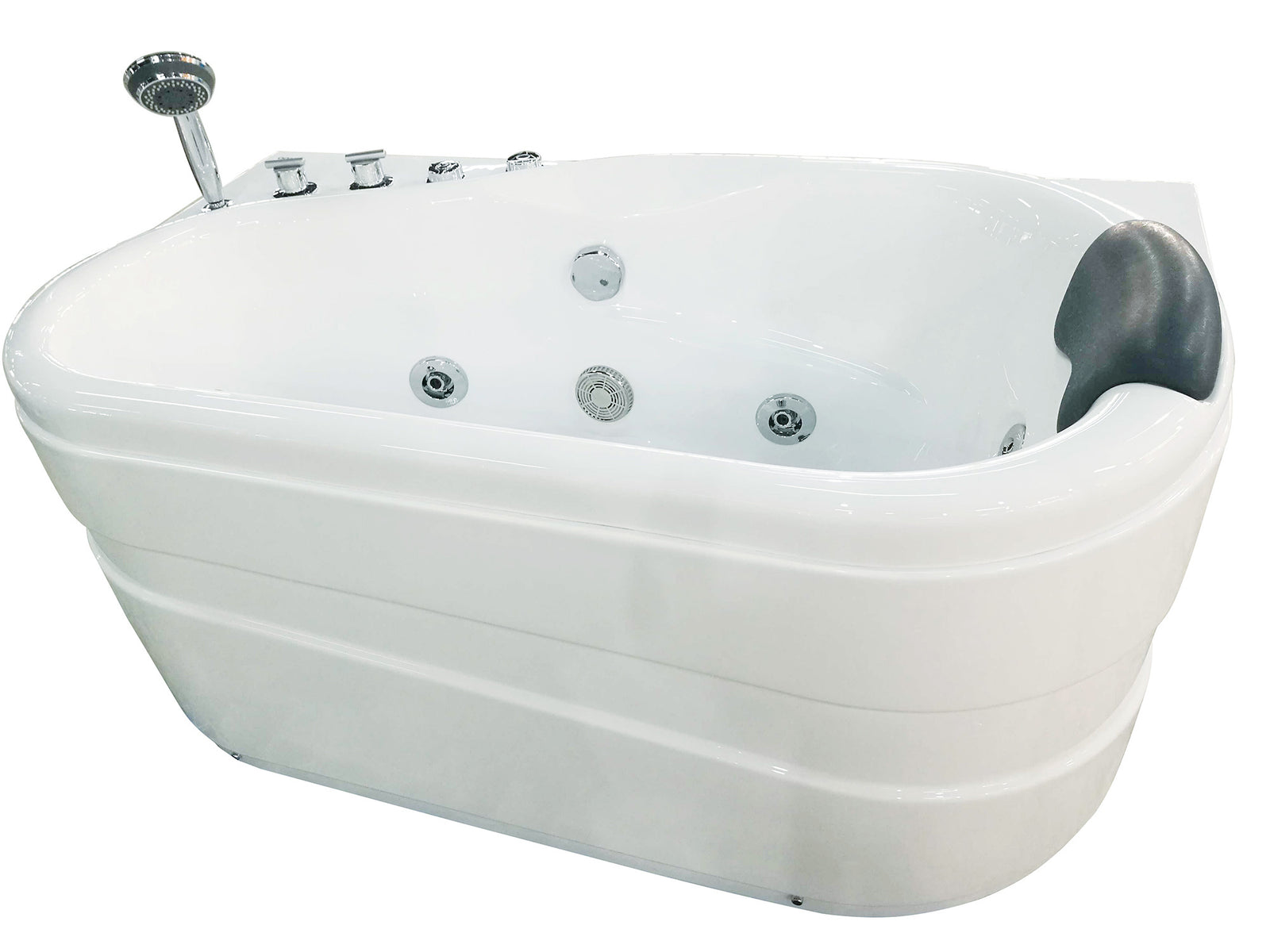 57 Inch White Acrylic Jetted Whirlpool Bathtub With Fixtures EAGO (AM175-L)