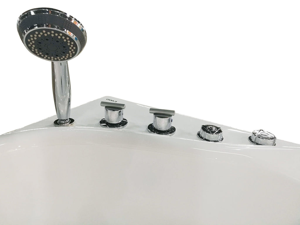 57 Inch White Acrylic Jetted Whirlpool Bathtub With Fixtures EAGO (AM175-L)