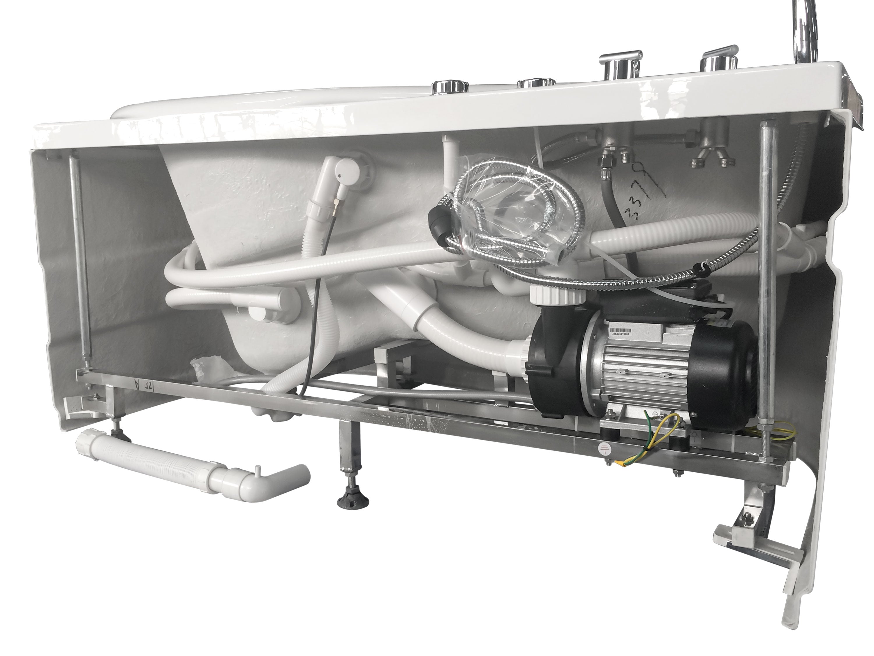 57 Inch White Acrylic Jetted Whirlpool Bathtub With Fixtures EAGO (AM175-L)