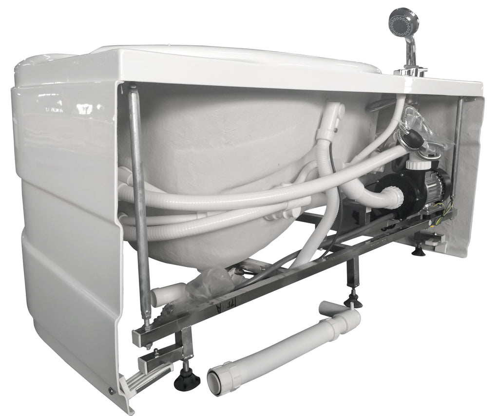 57 Inch White Acrylic Jetted Whirlpool Bathtub With Fixtures EAGO (AM175-L)