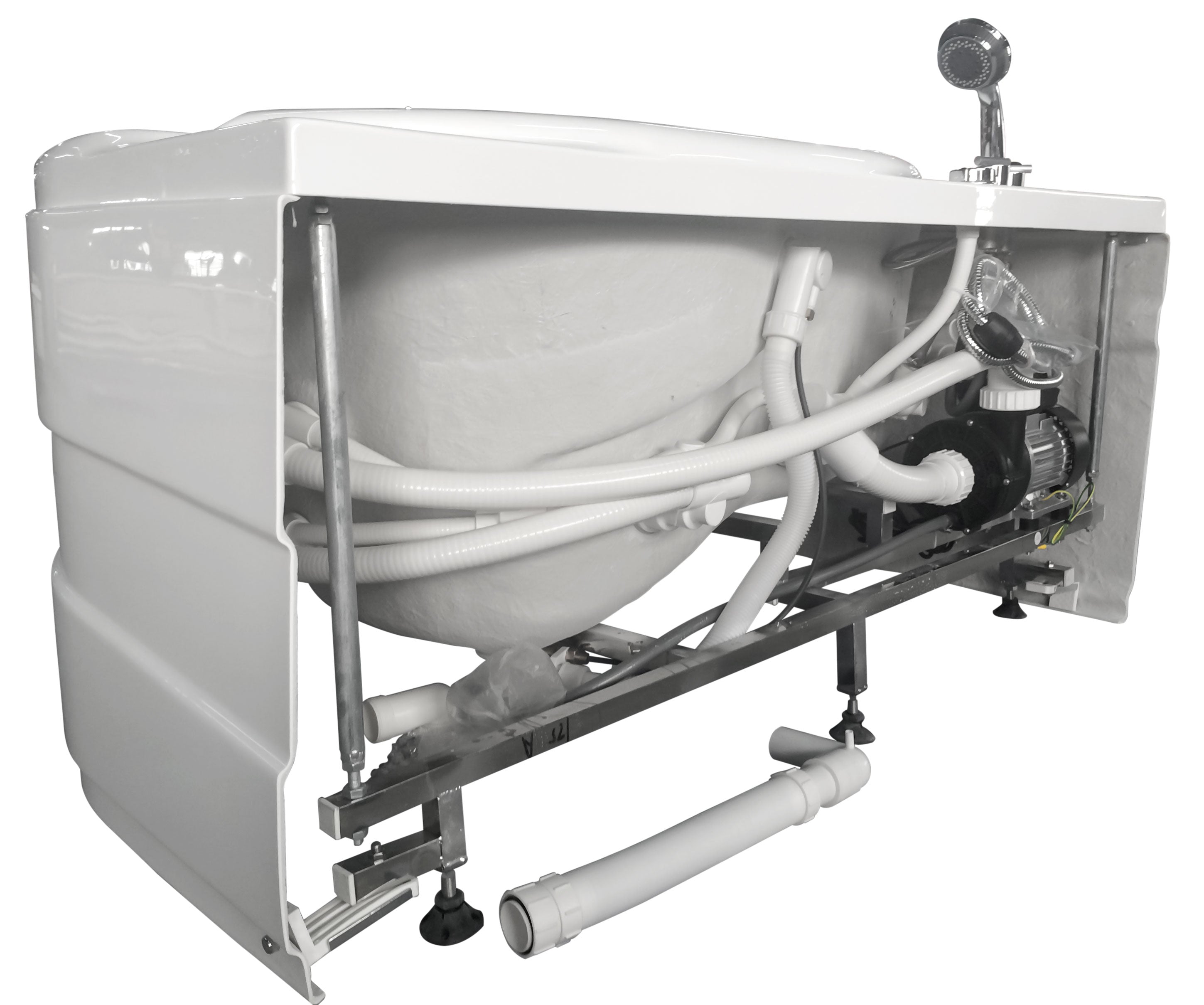 57 Inch White Acrylic Jetted Whirlpool Bathtub With Fixtures EAGO (AM175-L)