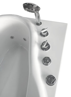 57 Inch White Acrylic Jetted Whirlpool Bathtub With Fixtures EAGO (AM175-L)