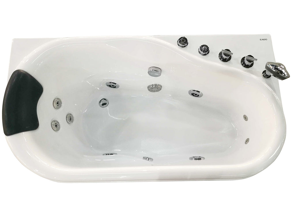 57 Inch White Acrylic Jetted Whirlpool Bathtub With Fixtures EAGO (AM175-R)