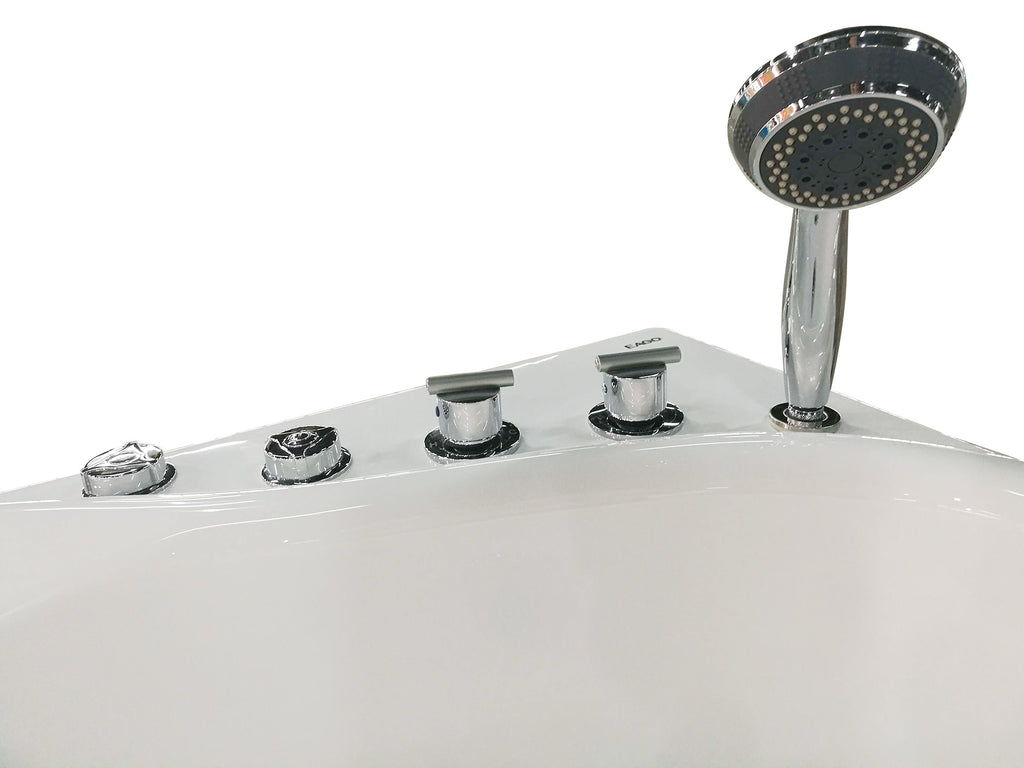 57 Inch White Acrylic Jetted Whirlpool Bathtub With Fixtures EAGO (AM175-R)