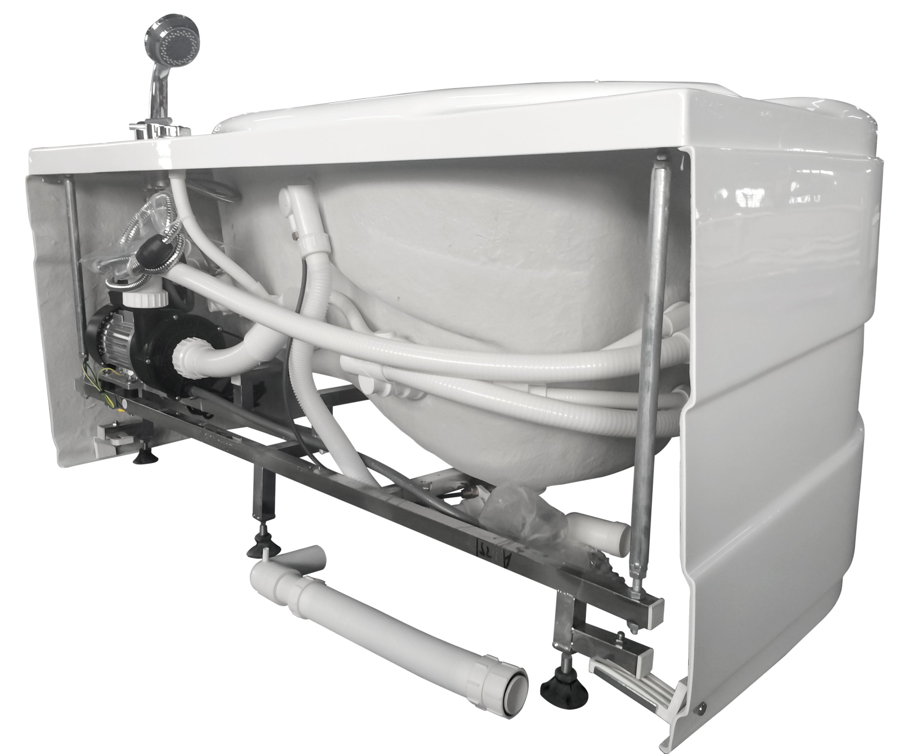 57 Inch White Acrylic Jetted Whirlpool Bathtub With Fixtures EAGO (AM175-R)