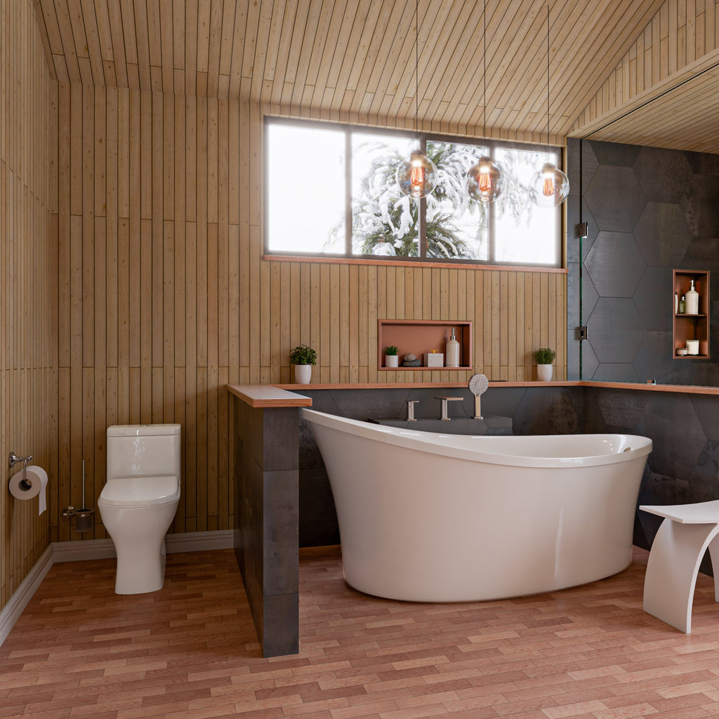 70 Inch White Free Standing Oval Air Bubble Bathtub EAGO (AM1800)