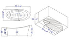 70 Inch White Free Standing Oval Air Bubble Bathtub EAGO (AM1800)