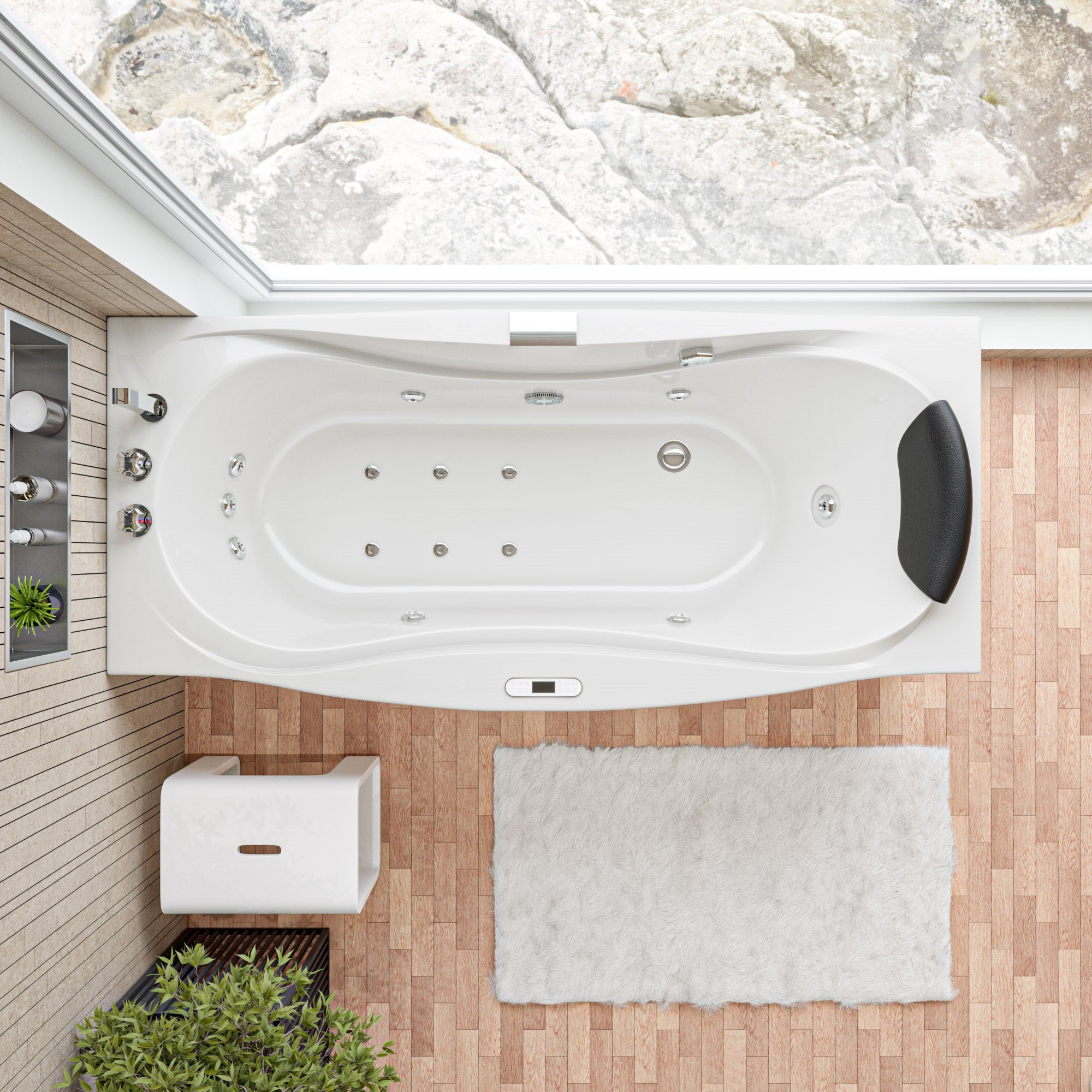 6 ft Right Drain Acrylic White Whirlpool Bathtub with Fixtures EAGO (AM189ETL-L)