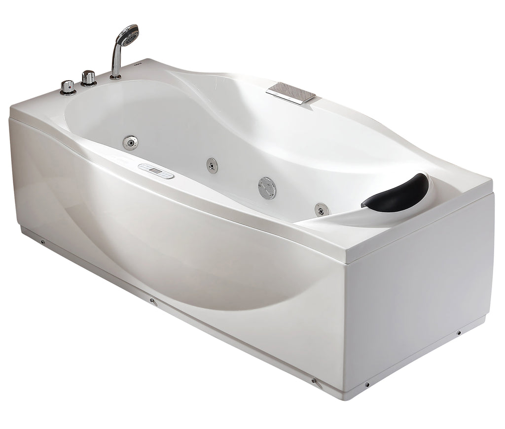 6 ft Right Drain Acrylic White Whirlpool Bathtub with Fixtures EAGO (AM189ETL-L)