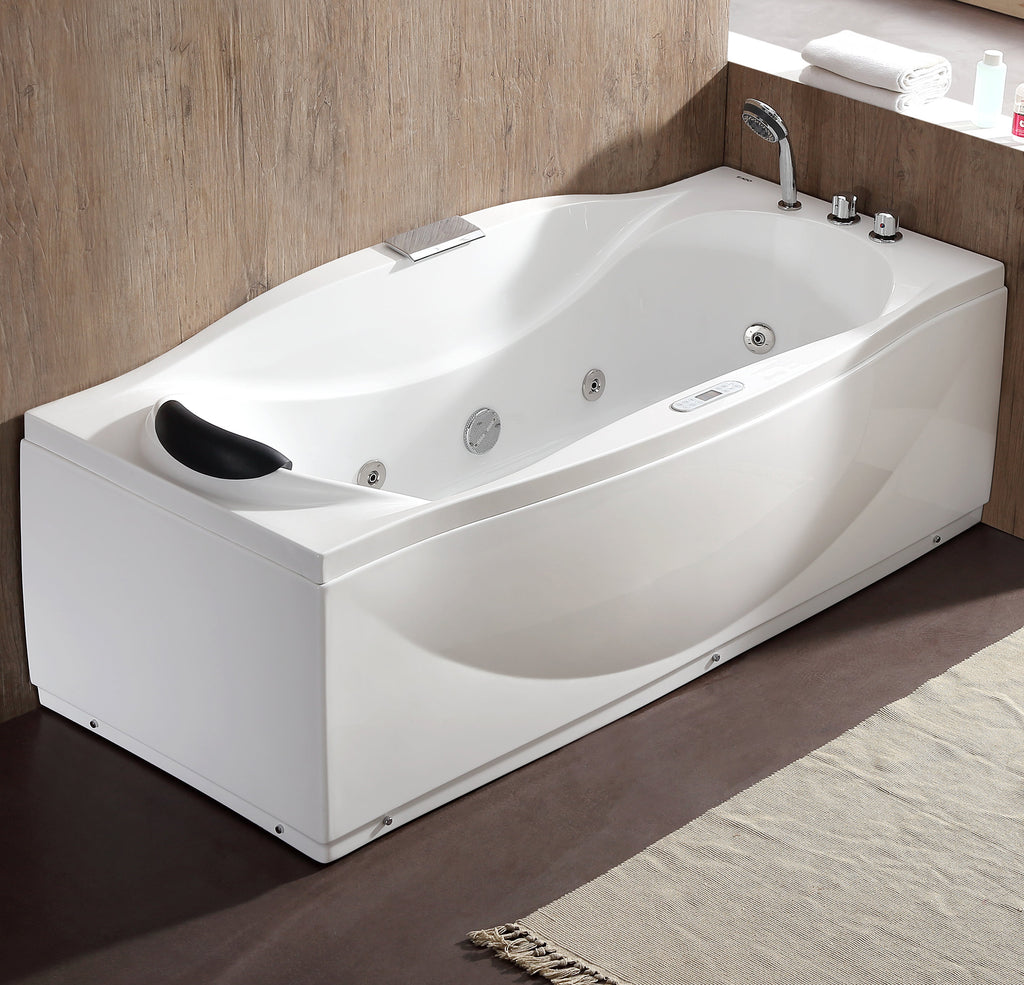 6 ft Left Drain Acrylic White Whirlpool Bathtub with Fixtures EAGO (AM189ETL-R)