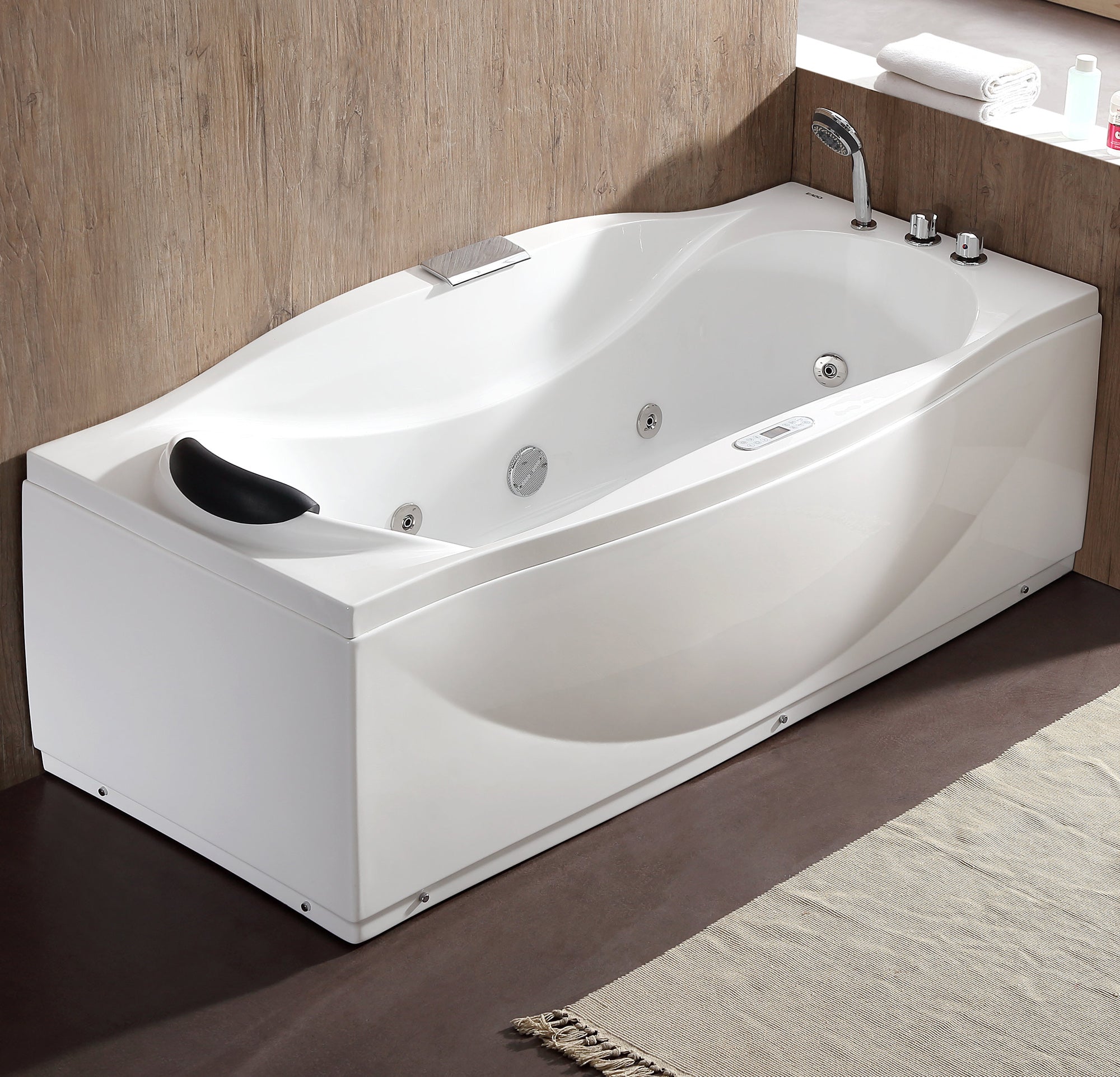6 ft Left Drain Acrylic White Whirlpool Bathtub with Fixtures EAGO (AM189ETL-R)