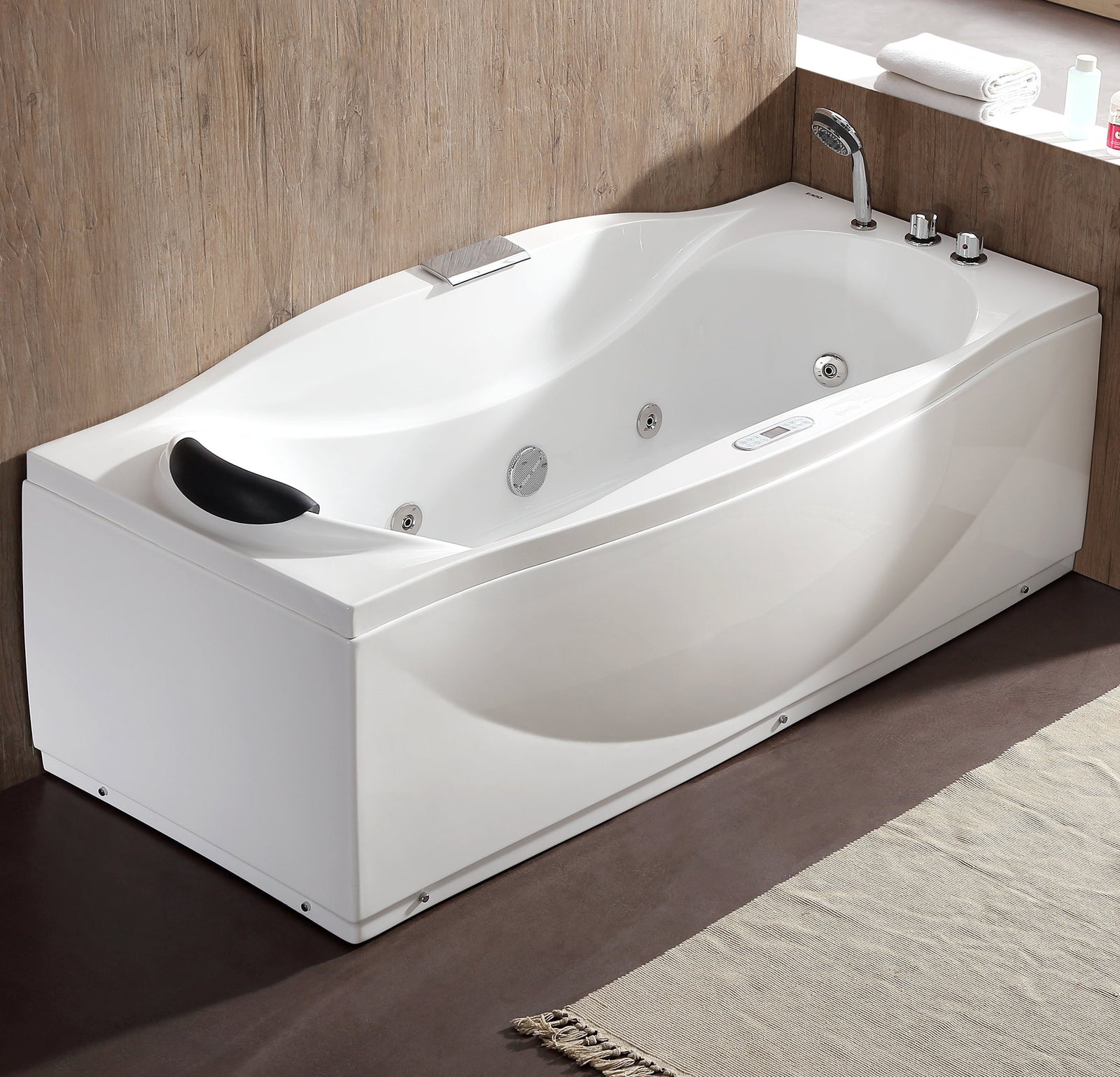 6 ft Left Drain Acrylic White Whirlpool Bathtub with Fixtures EAGO (AM189ETL-R)