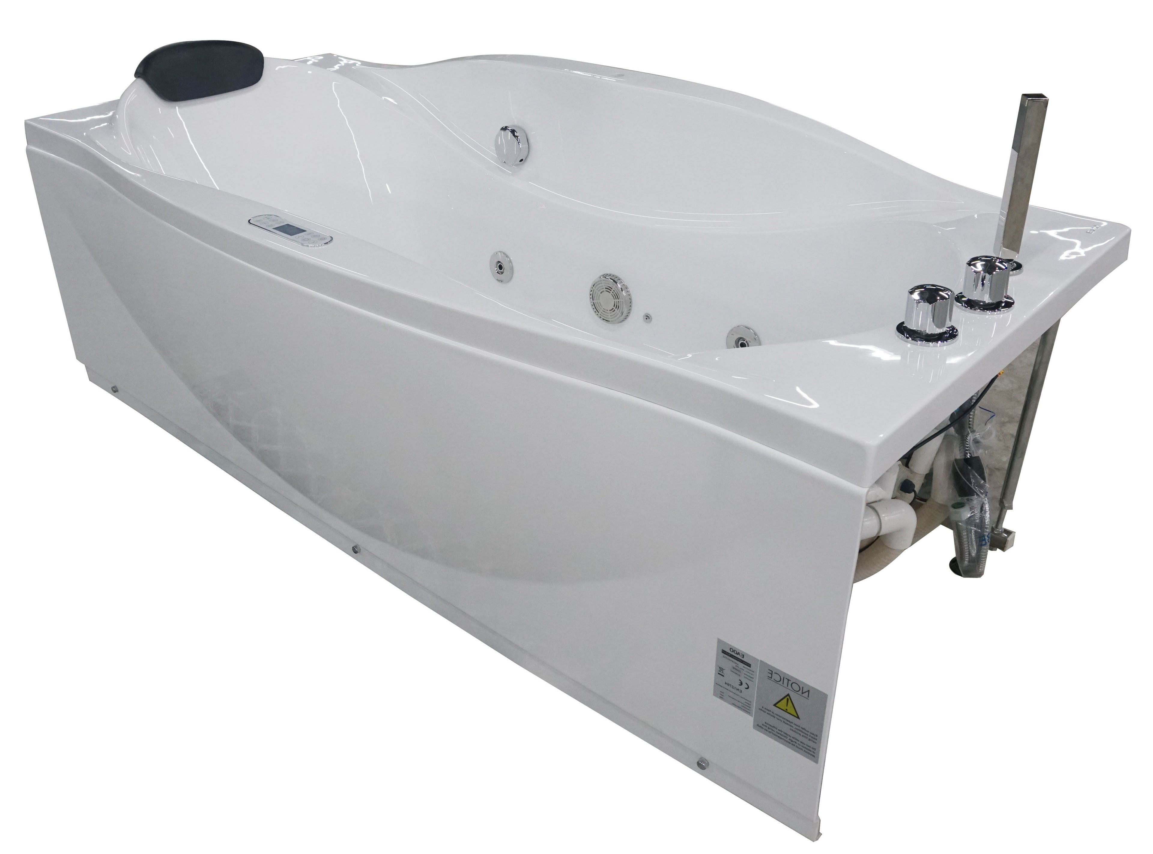 6 ft Left Drain Acrylic White Whirlpool Bathtub with Fixtures EAGO (AM189ETL-R)