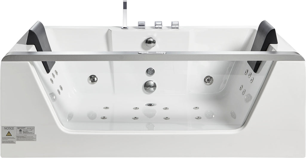 6 ft Clear Rectangular Acrylic Whirlpool Bathtub for Two EAGO (AM196ETL)