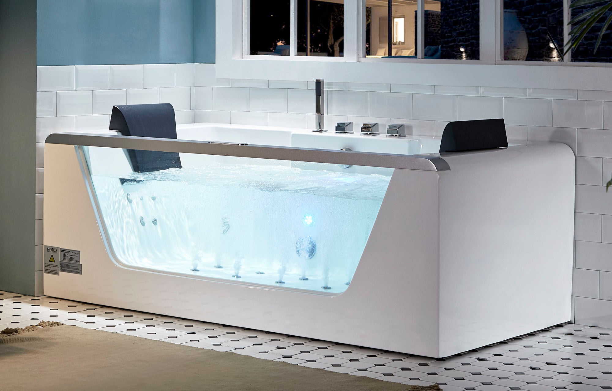 6 ft Clear Rectangular Acrylic Whirlpool Bathtub for Two EAGO (AM196ETL)