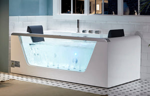 6 ft Clear Rectangular Acrylic Whirlpool Bathtub for Two EAGO (AM196ETL)